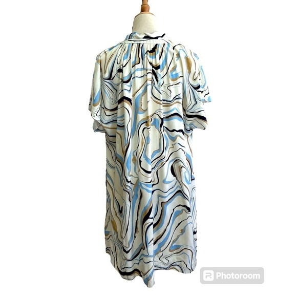 Chinti + Parker Marble Print Twill Ivory Mini Tunic Shift Dress Size 6 - Picture 5 of 11
